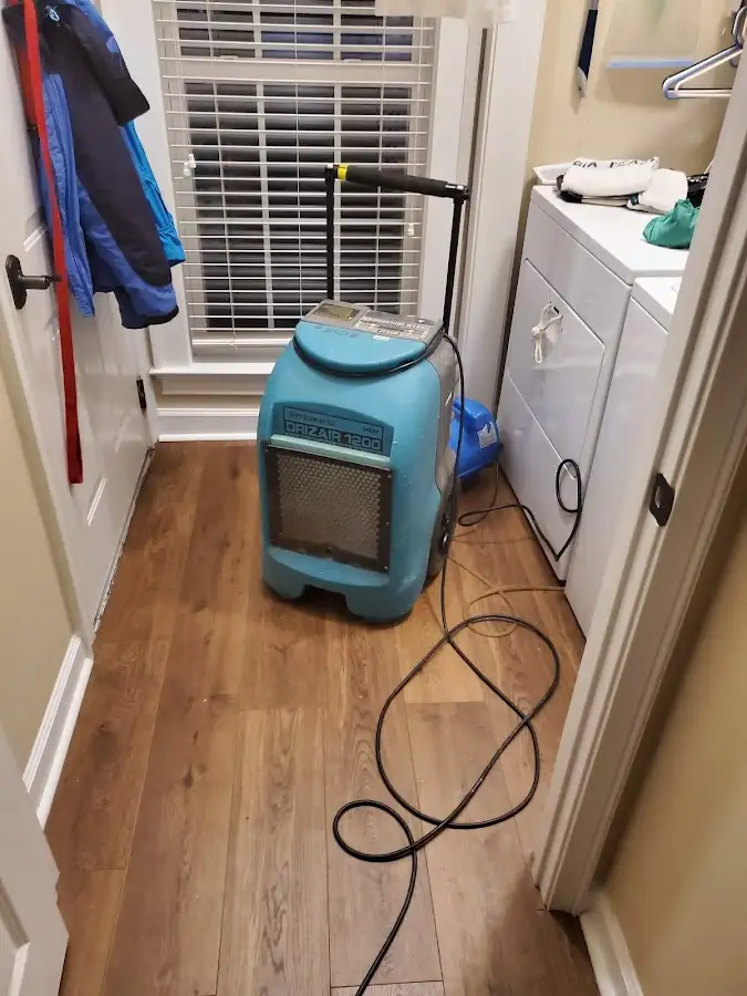 Commercial dehumidifier deployed for Flood Damage Cleanup in Burnt Mills